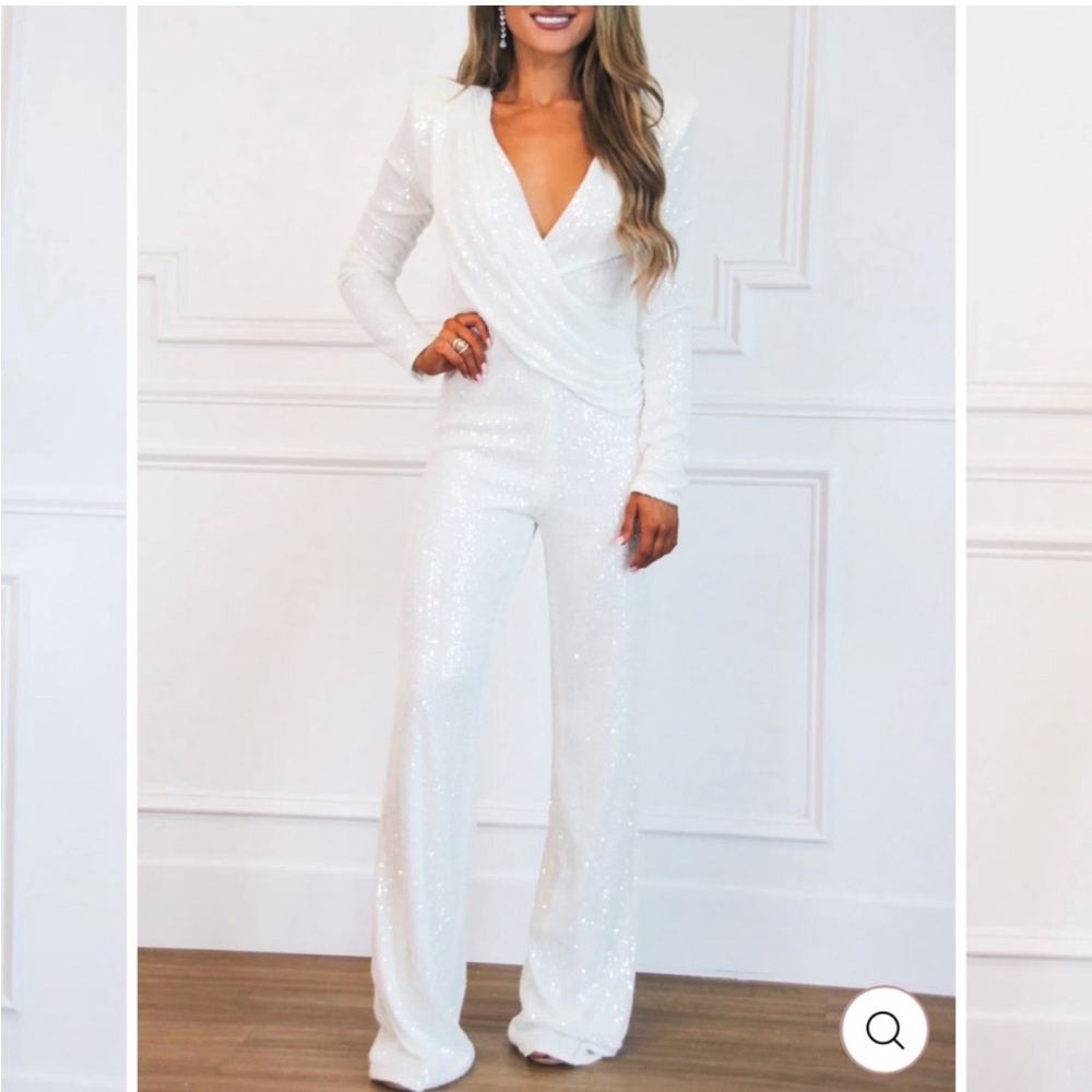 Bella & Bloom white sequin jumpsuit